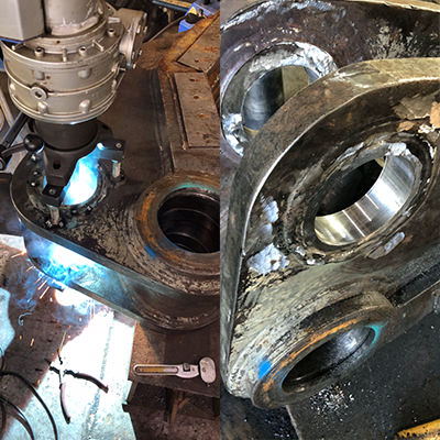 アタッチメントピン穴再生（ボーリング）